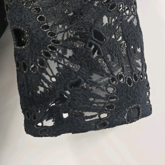 LELA ROSE Dress‎ Size 4 Black Floral Lace Sheath LBD Party Cocktail Silk Lined - Picture 8 of 16